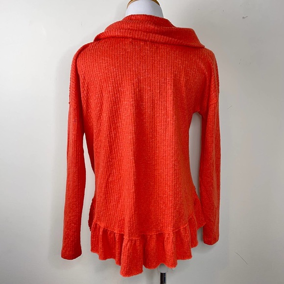 Anthropologie Maeve Orange Peplum Addie Ruffled Hacci Pullover Top Size XS - Picture 6 of 10